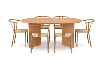 Vera spisegruppe rektangulær 180 cm eik med 6 Elysia spisestoler - Eik - Møbler - Bord - Spisegrupper