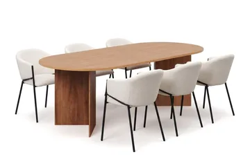 Vera spisegruppe rektangulær 180 cm eik med 6 Filip spisestoler - Eik - Møbler - Bord - Spisegrupper