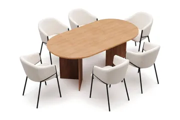 Vera spisegruppe rektangulær 180 cm eik med 6 Filip spisestoler - Eik - Møbler - Bord - Spisegrupper