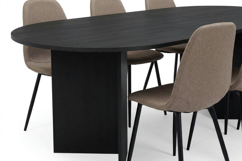 Vera spisegruppe rektangulær 180 cm svart med 6 Nibe spisestoler - Svartbeiset eik - Møbler - Bord - Spisegrupper