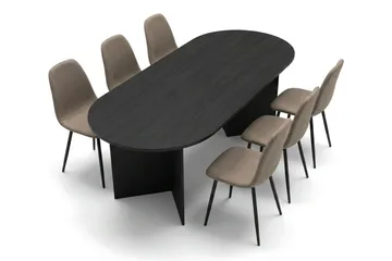 Vera spisegruppe rektangulær 180 cm svart med 6 Nibe spisestoler - Svartbeiset eik - Møbler - Bord - Spisegrupper