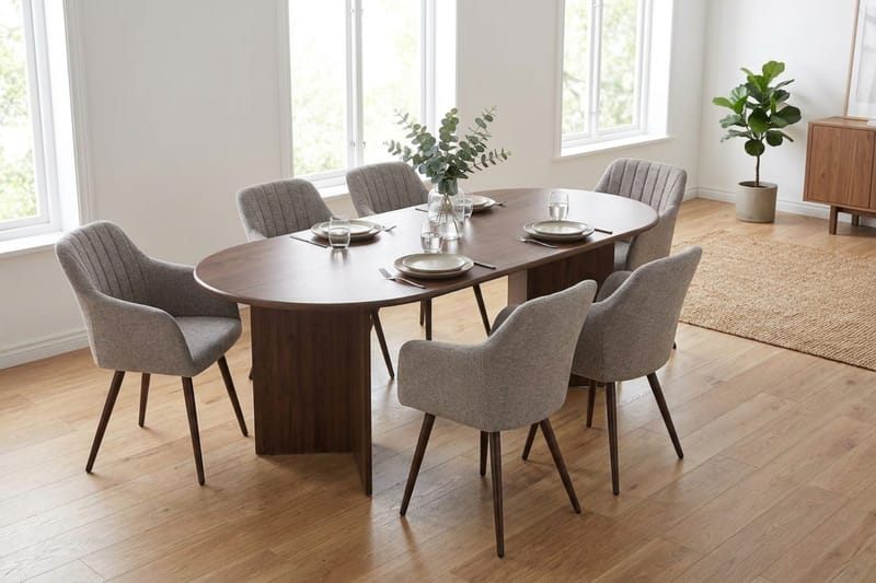 Vera spisegruppe rektangulær 180 cm valnøtt med 6 Filippa spisestoler - Valnøtt - Møbler - Bord - Spisegrupper