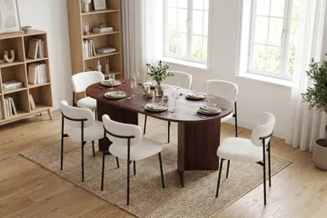 Vera spisegruppe rektangulær 180 cm valnøtt med 6 Lucy spisestoler - Valnøtt - Møbler - Bord - Spisegrupper