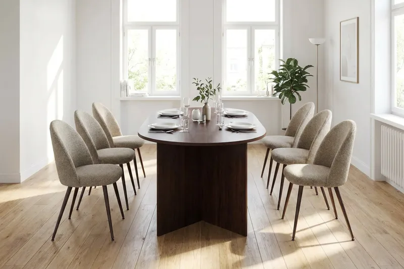 Vera spisegruppe rektangulær 180 cm valnøtt med 6 Nibe Plus spisestoler - Valnøtt - Møbler - Bord - Spisegrupper