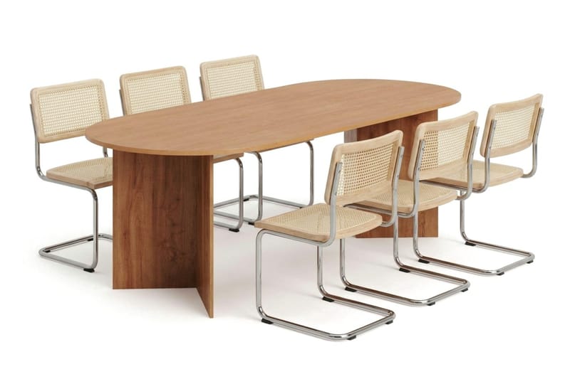 Vera spisegruppe rektangulær 220 cm eik med 6 Build spisestoler, Eik