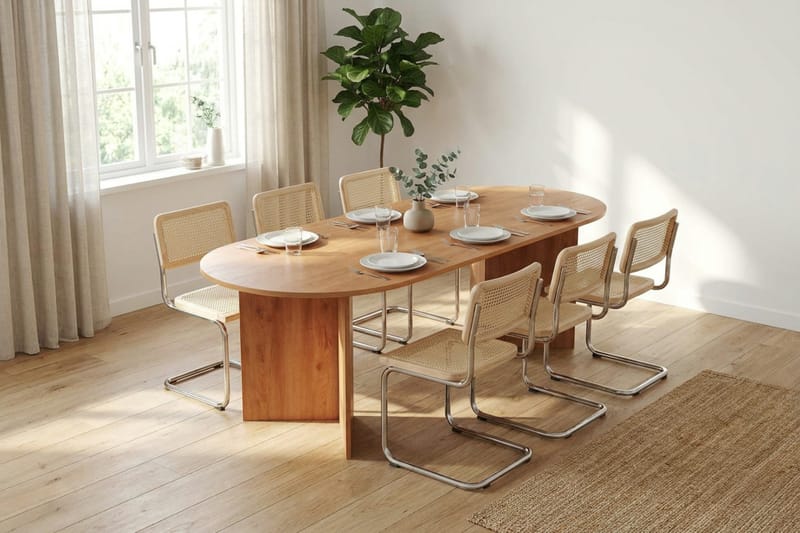 Vera spisegruppe rektangulær 220 cm eik med 6 Build spisestoler - Eik - Møbler - Bord - Spisegrupper