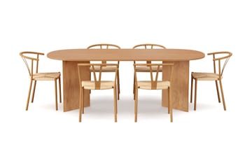 Vera spisegruppe rektangulær 220 cm eik med 6 Elysia spisestoler - Eik - Møbler - Bord - Spisegrupper
