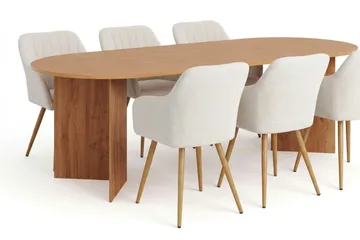 Vera spisegruppe rektangulær 220 cm eik med 6 Filippa spisestoler - Eik - Møbler - Bord - Spisegrupper