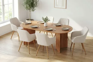 Vera spisegruppe rektangulær 220 cm eik med 6 Filippa spisestoler - Eik - Møbler - Bord - Spisegrupper