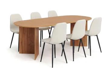 Vera spisegruppe rektangulær 220 cm eik med 6 Nibe spisestoler - Eik - Møbler - Bord - Spisegrupper