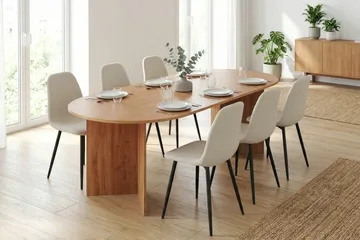 Vera spisegruppe rektangulær 220 cm eik med 6 Nibe spisestoler - Eik - Møbler - Bord - Spisegrupper