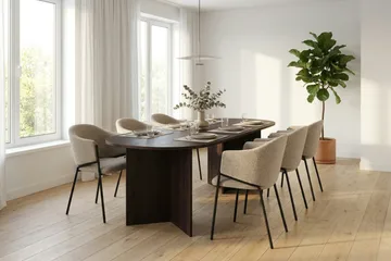 Vera spisegruppe rektangulær 220 cm røkt eik med 6 Filip spisestoler - Røkt eik - Møbler - Bord - Spisegrupper