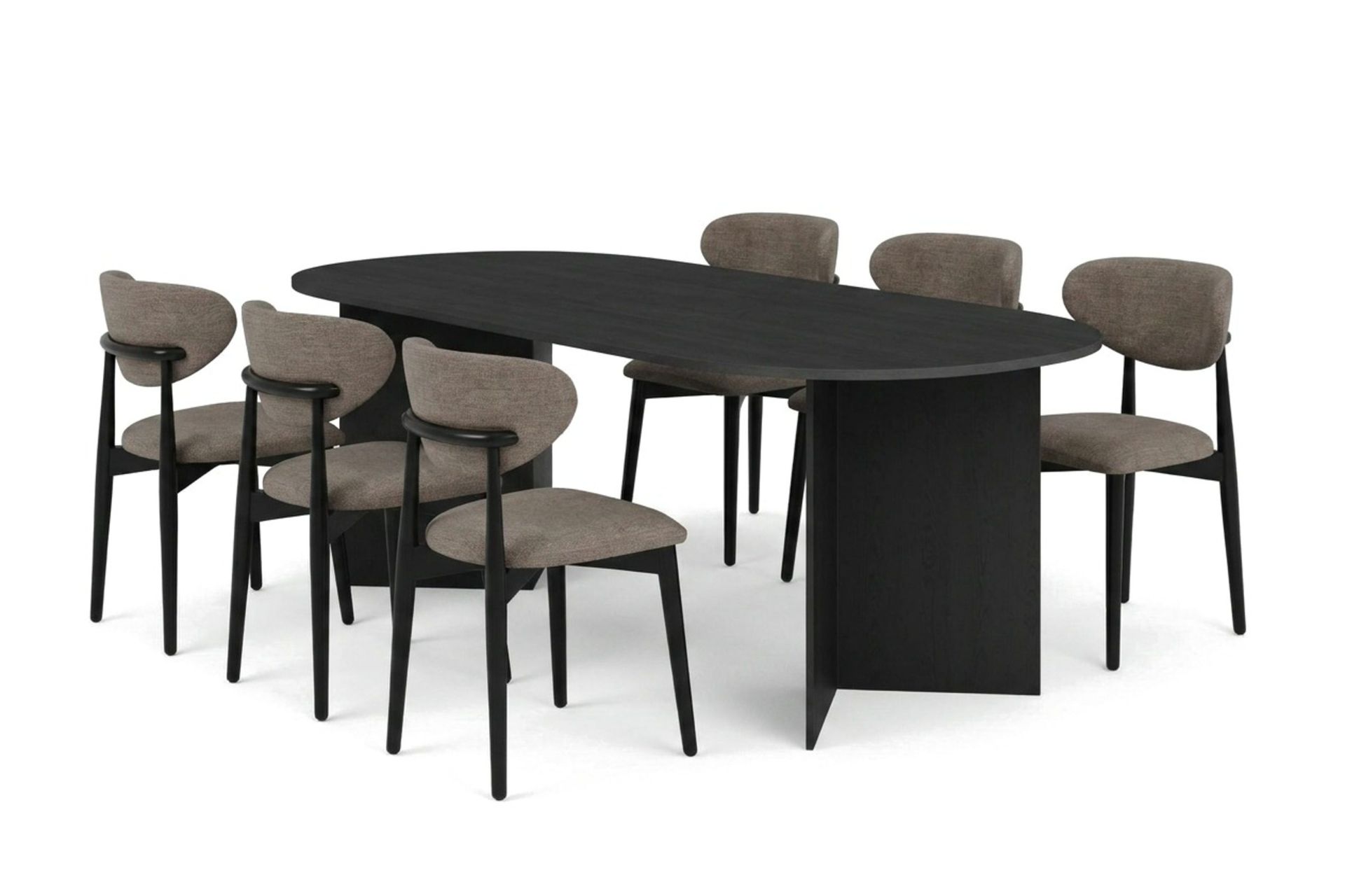 Vera spisegruppe rektangulær 220 cm svart med 6 Molly spisestoler - Svart