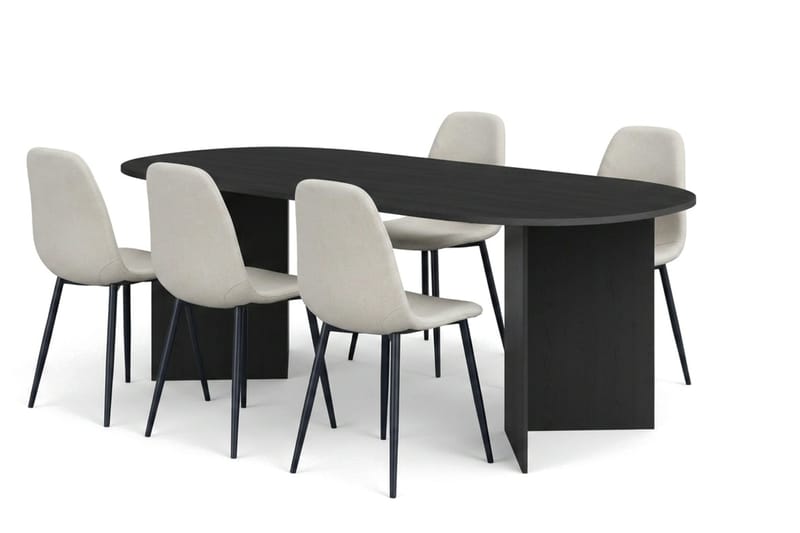 Vera spisegruppe rektangulær 220 cm svart med 6 Nibe spisestoler - Svart - Møbler - Bord - Spisegrupper