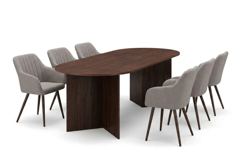 Vera spisegruppe rektangulær 220 cm valnøtt med 6 Filippa spisestoler - Valnøtt - Møbler - Bord - Spisegrupper