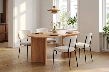 Vera spisegruppe rektangulært 180 cm med 4 Gemmiano spisestoler - Eik - Møbler - Bord - Spisegrupper