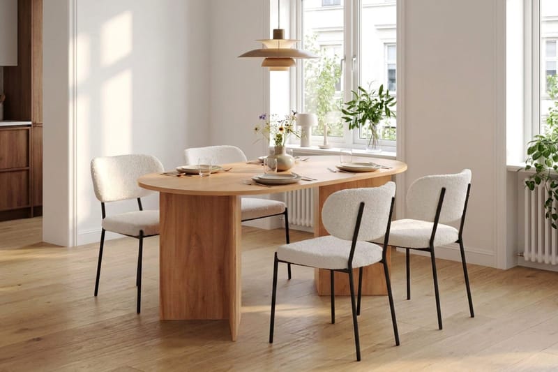Vera spisegruppe rektangulært 180 cm med 4 Gemmiano spisestoler - Eik - Møbler - Bord - Spisegrupper