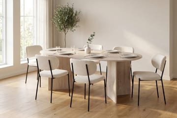 Vera spisegruppe rektangulært 180 cm med 6 Gemmiano spisestoler - Hvitlasert eik - Møbler - Bord - Spisegrupper