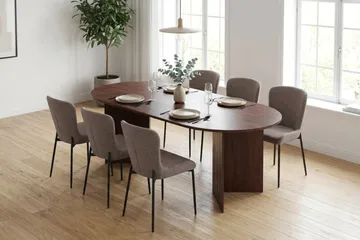 Vera spisegruppe rektangulært 180 cm valnøtt med 6 Elsie spisestoler - Valnøtt - Møbler - Bord - Spisegrupper