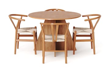 Vera spisegruppe rund 110 cm eik med 4 Dastoori spisestoler - Eik - Møbler - Bord - Spisegrupper