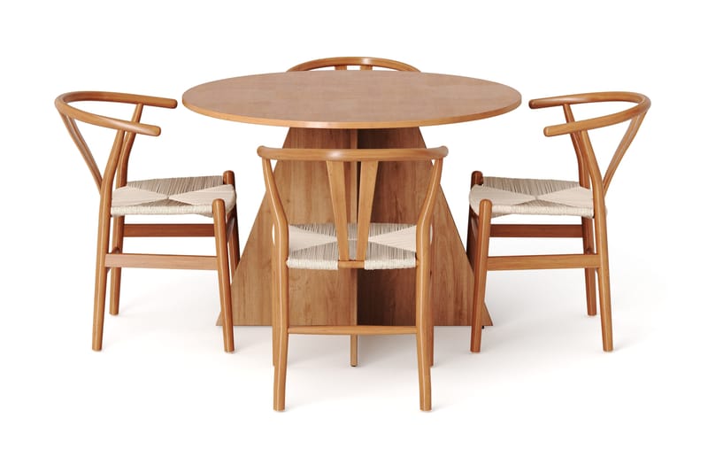 Vera spisegruppe rund 110 cm eik med 4 Dastoori spisestoler - Eik - Møbler - Bord - Spisegrupper