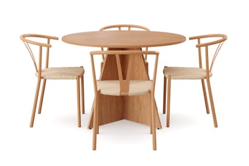 Vera spisegruppe rund 110 cm eik med 4 Elysia spisestoler - Eik - Møbler - Bord - Spisegrupper