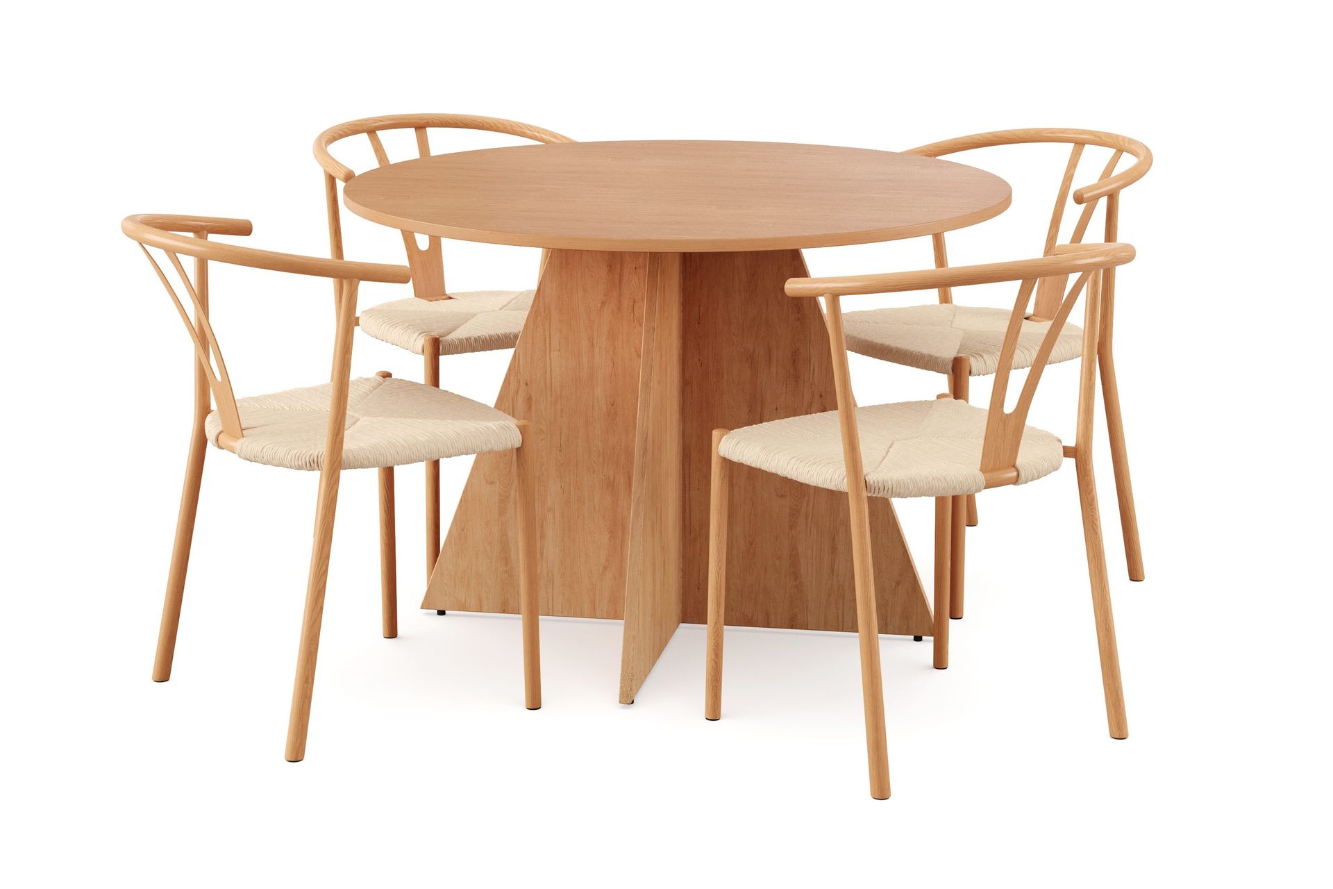 Vera spisegruppe rund 110 cm eik med 4 Elysia spisestoler - Eik