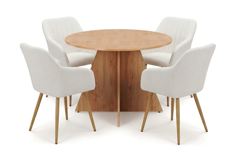 Vera spisegruppe rund 110 cm eik med 4 Filippa spisestoler - Eik - Møbler - Bord - Spisegrupper