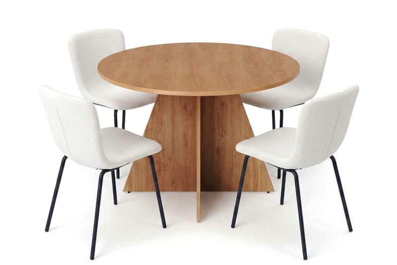 Vera spisegruppe rund 110 cm eik med 4 Katy spisestoler - Eik - Møbler - Bord - Spisegrupper