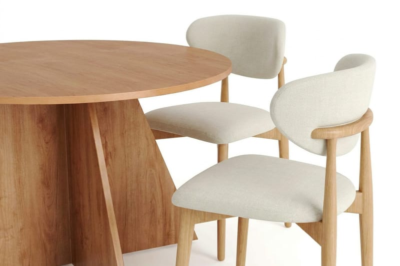 Vera spisegruppe rund 110 cm eik med 4 Molly spisestoler - Eik - Møbler - Bord - Spisegrupper
