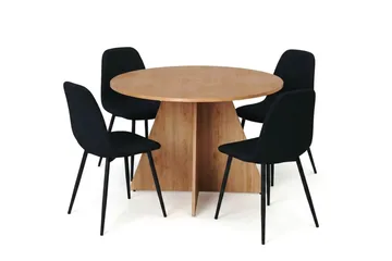 Vera spisegruppe rund 110 cm eik med 4 Nibe spisestoler - Eik - Møbler - Bord - Spisegrupper