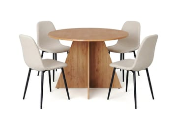 Beige/metallben svart - Eik