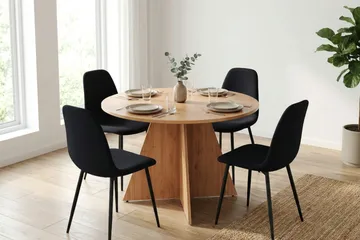 Vera spisegruppe rund 110 cm eik med 4 Nibe spisestoler - Eik - Møbler - Bord - Spisegrupper