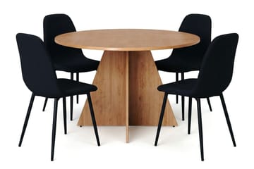 Vera spisegruppe rund 110 cm eik med 4 Nibe spisestoler - Eik - Møbler - Bord - Spisegrupper