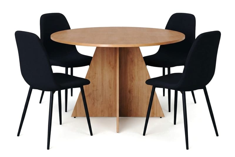 Vera spisegruppe rund 110 cm eik med 4 Nibe spisestoler - Eik - Møbler - Bord - Spisegrupper