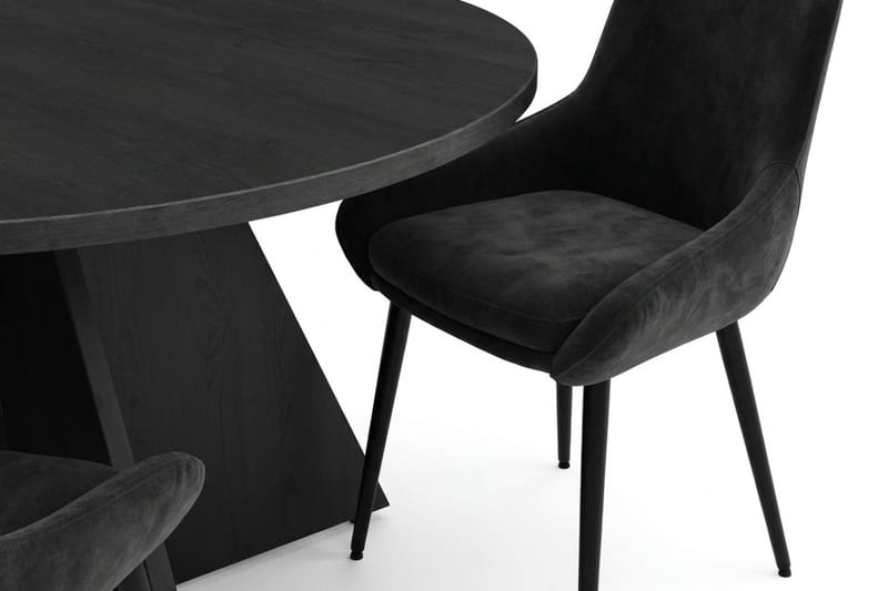 Vera spisegruppe rund 110 cm svart med 4 Alsarp spisestoler - Svart - Møbler - Bord - Spisegrupper