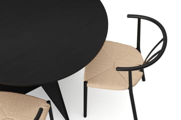 Vera spisegruppe rund 110 cm svart med 4 Elysia spisestoler - Svartbeiset eik - Møbler - Bord - Spisegrupper