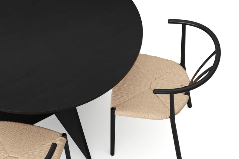 Vera spisegruppe rund 110 cm svart med 4 Elysia spisestoler - Svartbeiset eik - Møbler - Bord - Spisegrupper