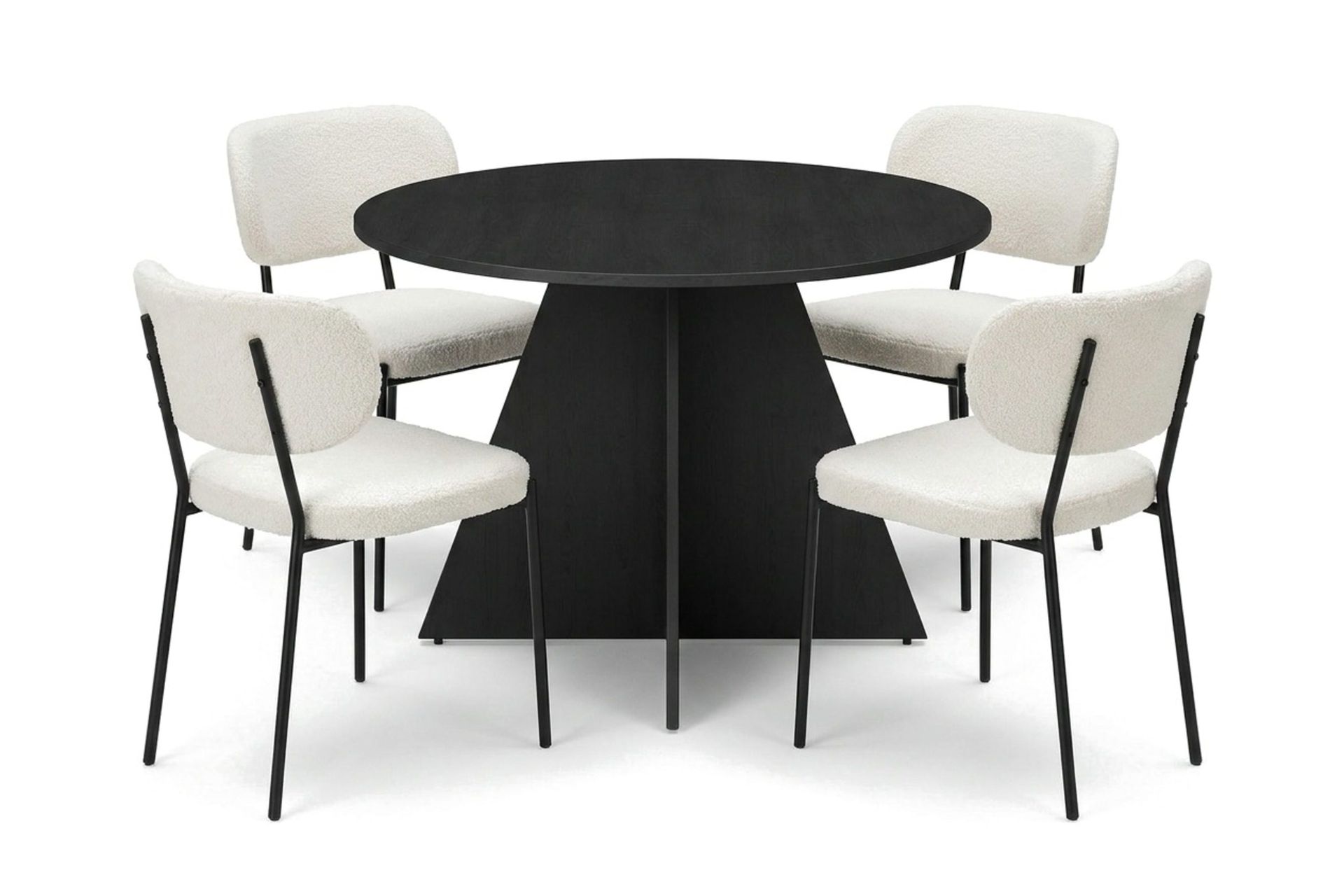 Vera spisegruppe rund 110 cm svart med 4 Gemmiano spisestoler - Svart