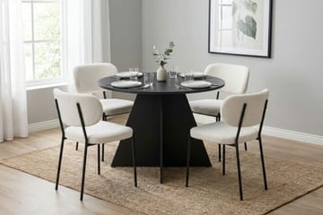 Vera spisegruppe rund 110 cm svart med 4 Gemmiano spisestoler - Svartbeiset eik - Møbler - Bord - Spisegrupper