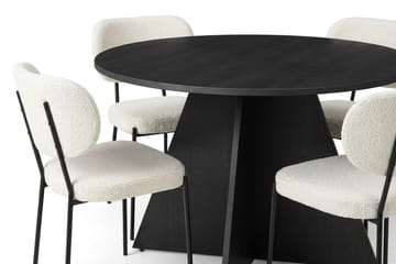 Vera spisegruppe rund 110 cm svart med 4 Gemmiano spisestoler - Svartbeiset eik - Møbler - Bord - Spisegrupper