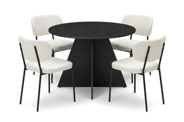 Vera spisegruppe rund 110 cm svart med 4 Gemmiano spisestoler - Svartbeiset eik - Møbler - Bord - Spisegrupper