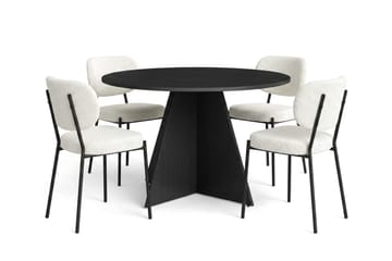 Vera spisegruppe rund 110 cm svart med 4 Gemmiano spisestoler - Svartbeiset eik - Møbler - Bord - Spisegrupper