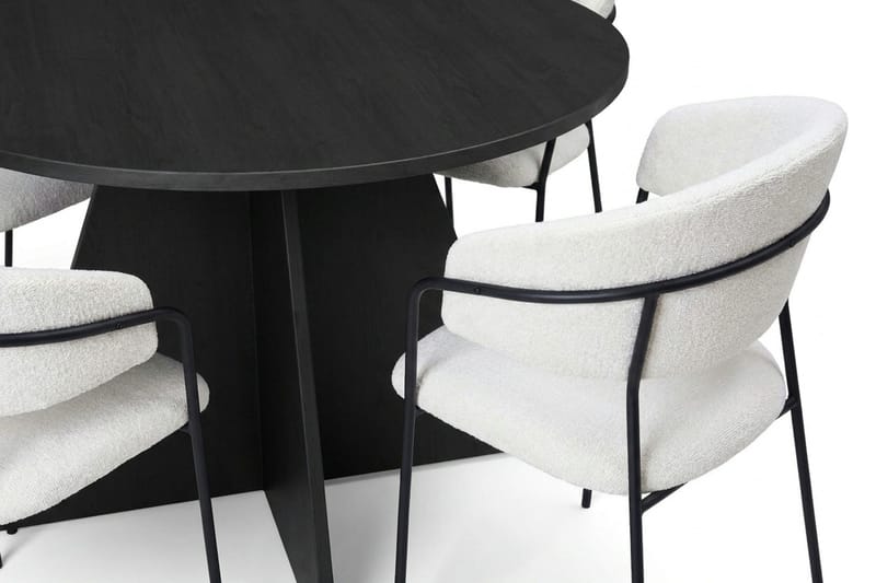 Vera spisegruppe rund 110 cm svart med 4 Karol spisestoler - Svart - Møbler - Bord - Spisegrupper