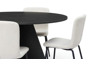 Vera spisegruppe rund 110 cm svart med 4 Katy spisestoler - Svartbeiset eik - Møbler - Bord - Spisegrupper