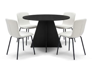 Vera spisegruppe rund 110 cm svart med 4 Katy spisestoler - Svartbeiset eik - Møbler - Bord - Spisegrupper