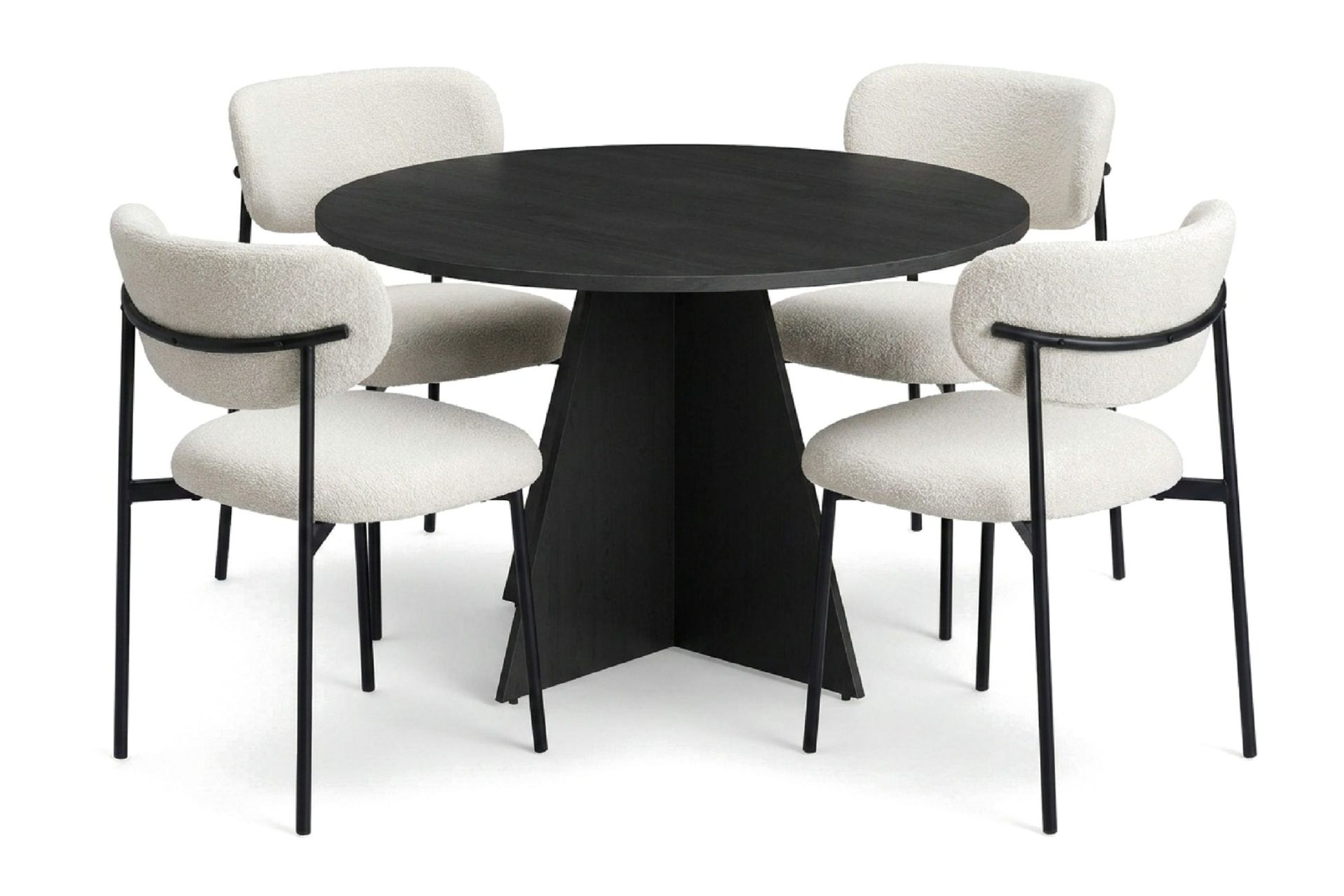Vera spisegruppe rund 110 cm svart med 4 Lucy spisestoler - Svart
