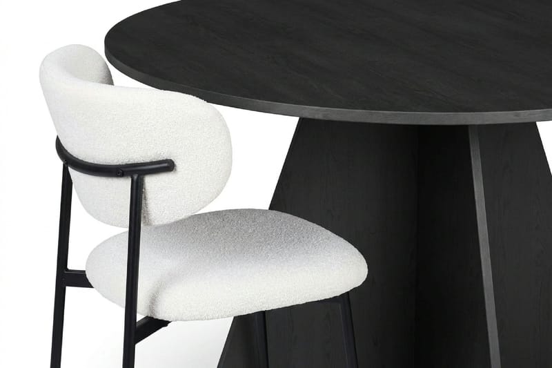 Vera spisegruppe rund 110 cm svart med 4 Lucy spisestoler - Svart - Møbler - Bord - Spisegrupper