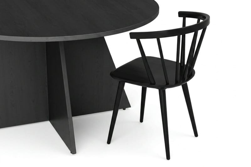 Vera spisegruppe rund 110 cm svart med 4 Tyrö spisestoler - Svart - Møbler - Bord - Spisegrupper