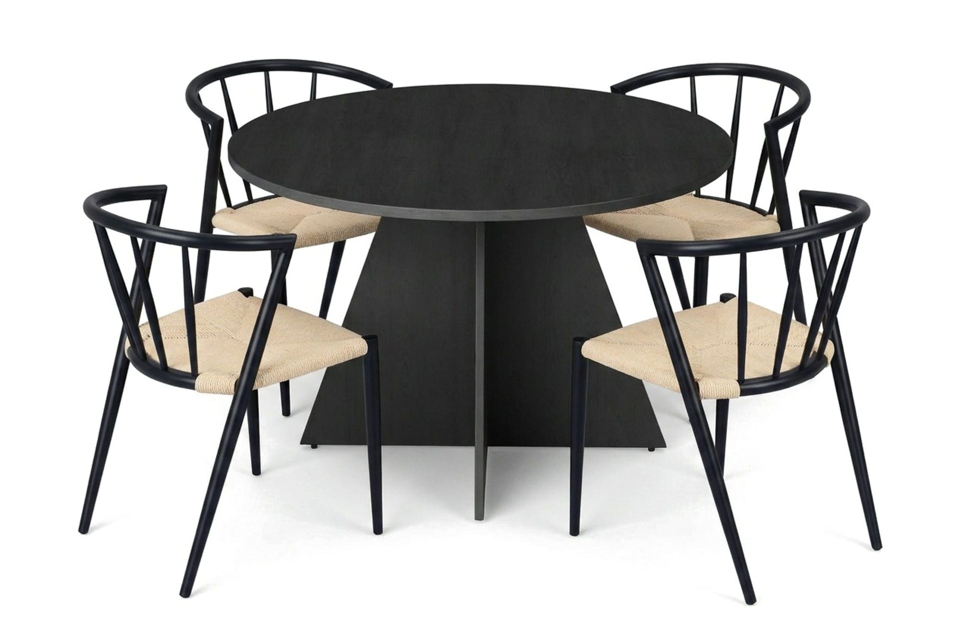 Vera spisegruppe rund 110 cm svart med 4 Winston spisestoler - Svart